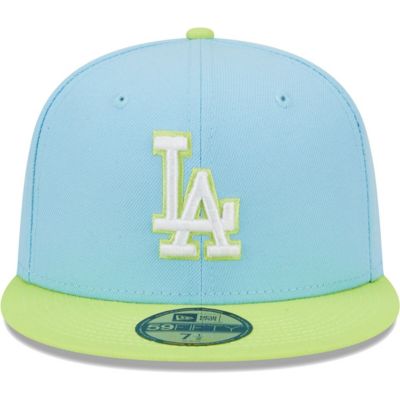 MLB Light Blue/Neon Los Angeles Dodgers Spring Color Two-Tone 59FIFTY Fitted Hat