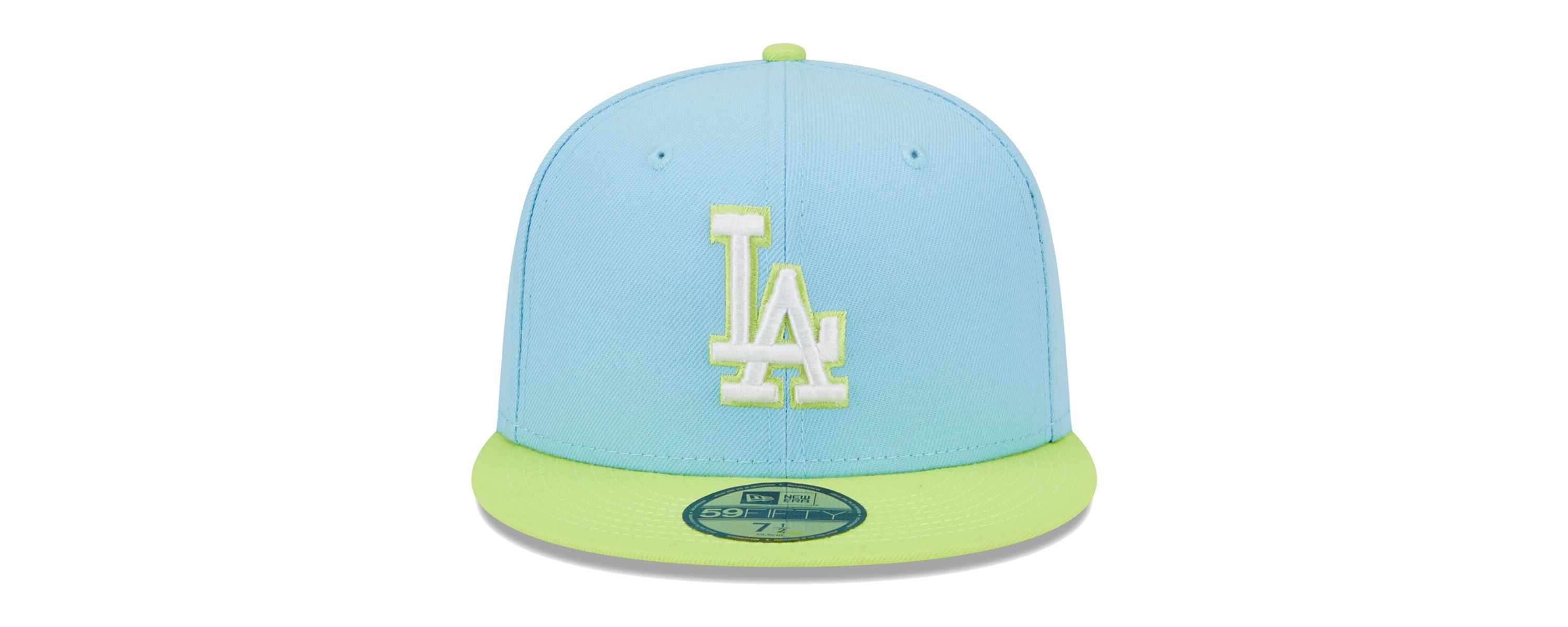 MLB Light Blue/Neon Los Angeles Dodgers Spring Color Two-Tone 59FIFTY Fitted Hat