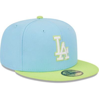 MLB Light Blue/Neon Los Angeles Dodgers Spring Color Two-Tone 59FIFTY Fitted Hat