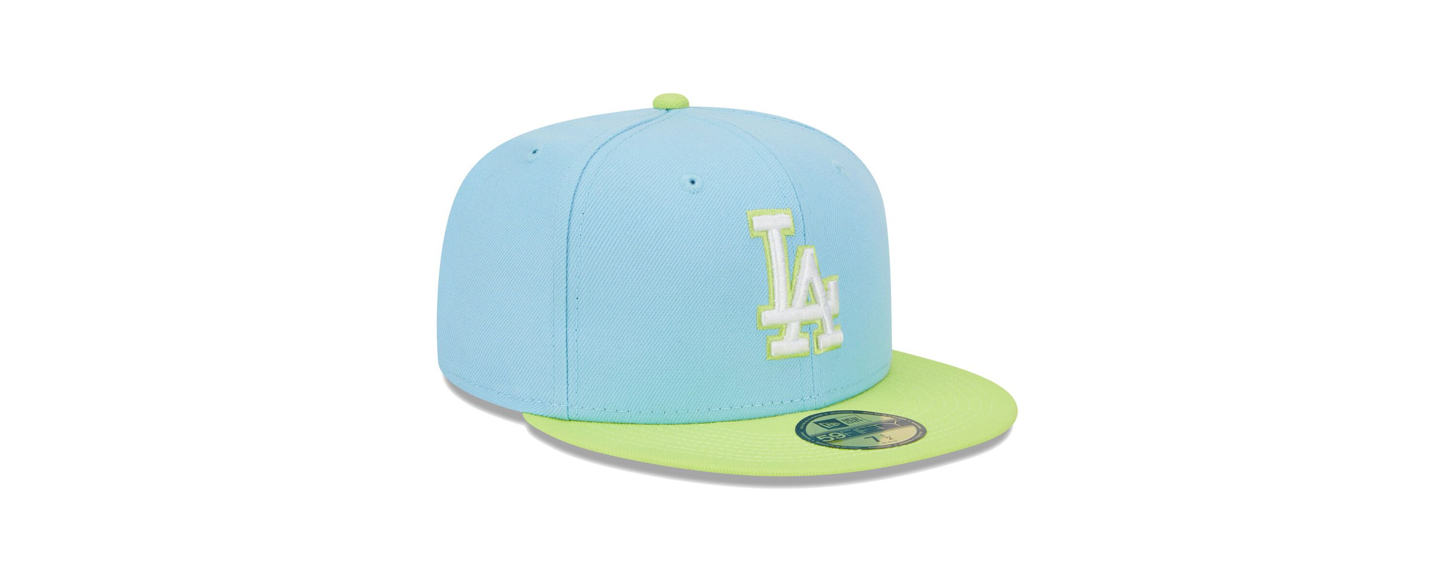 MLB Light Blue/Neon Los Angeles Dodgers Spring Color Two-Tone 59FIFTY Fitted Hat