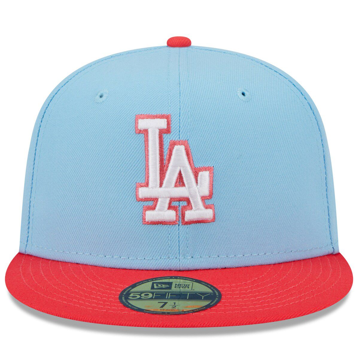 MLB Light Blue/Red Los Angeles Dodgers Spring Color Two-Tone 59FIFTY Fitted Hat