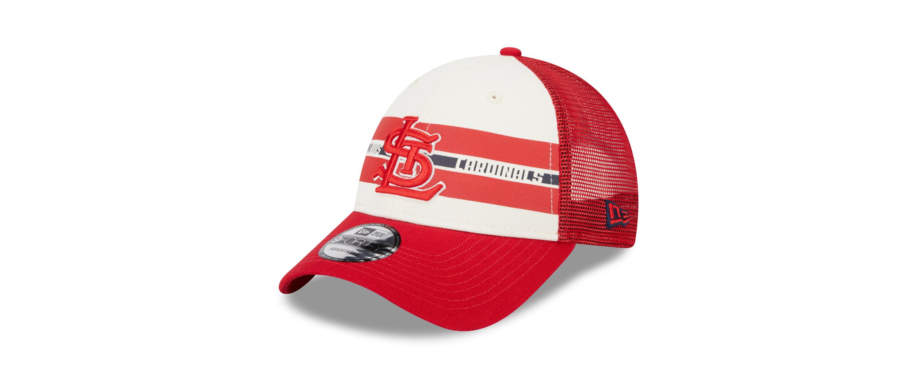 MLB White/Red St. Louis Cardinals Team Stripe Trucker 9FORTY Snapback Hat