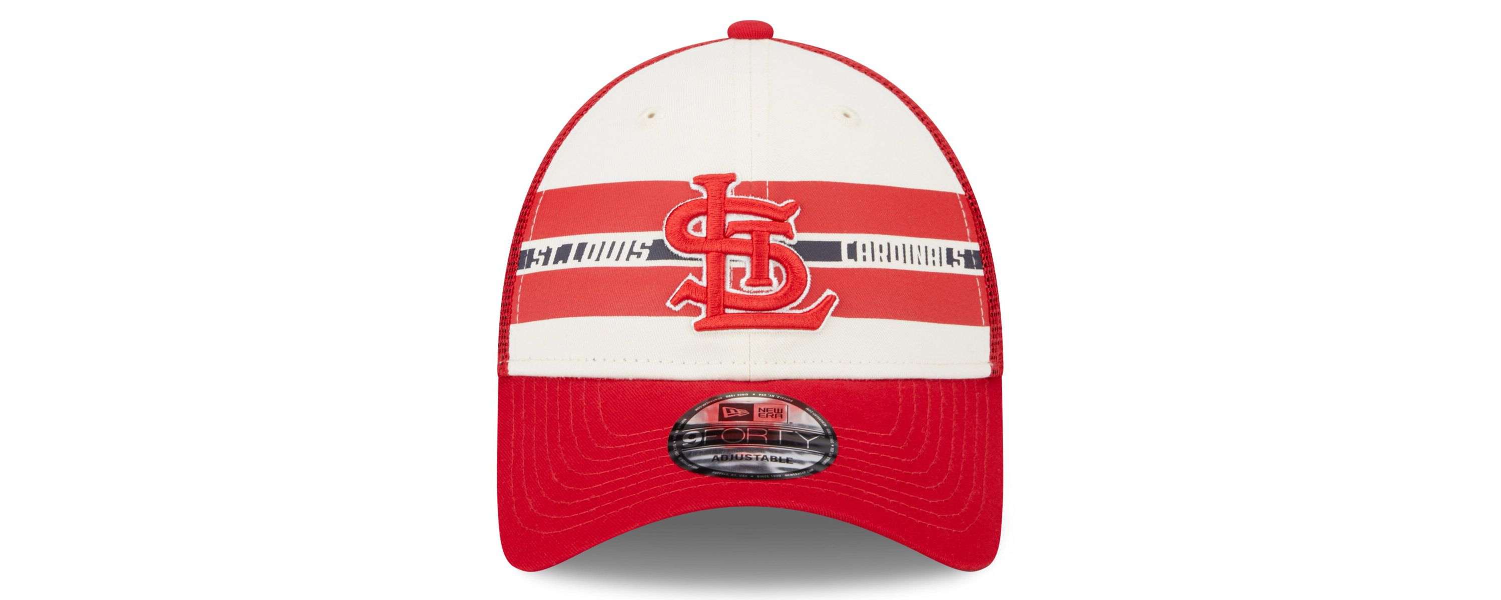 MLB White/Red St. Louis Cardinals Team Stripe Trucker 9FORTY Snapback Hat