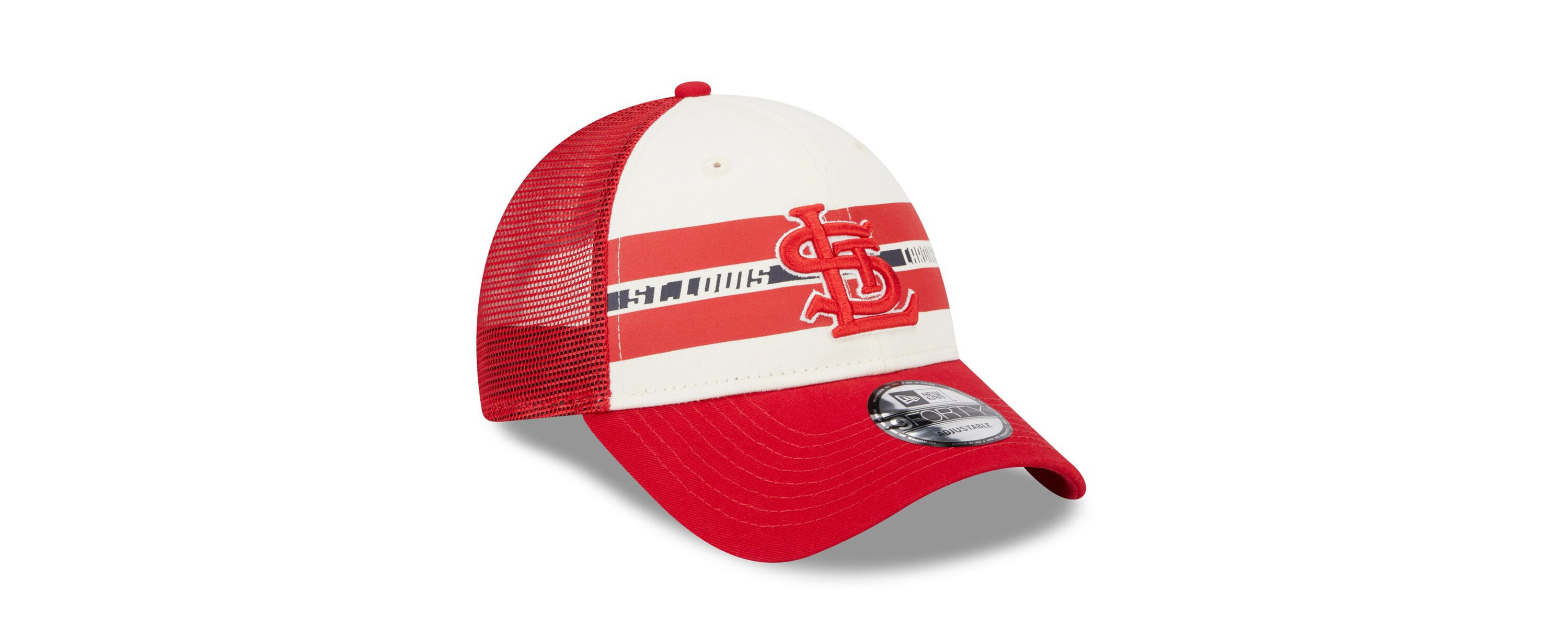 MLB White/Red St. Louis Cardinals Team Stripe Trucker 9FORTY Snapback Hat