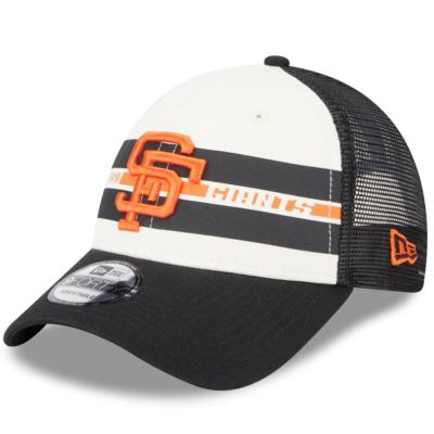New Era Men's MLB White/Black San Francisco Giants Team Stripe Trucker 9FORTY Snapback Hat, White