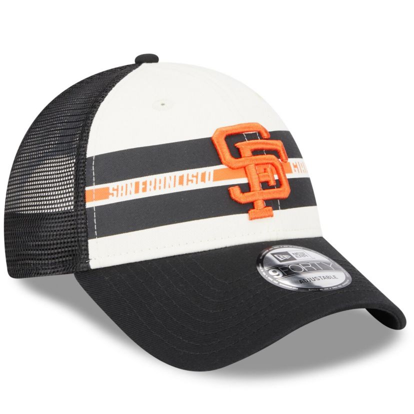MLB White/Black San Francisco Giants Team Stripe Trucker 9FORTY Snapback Hat