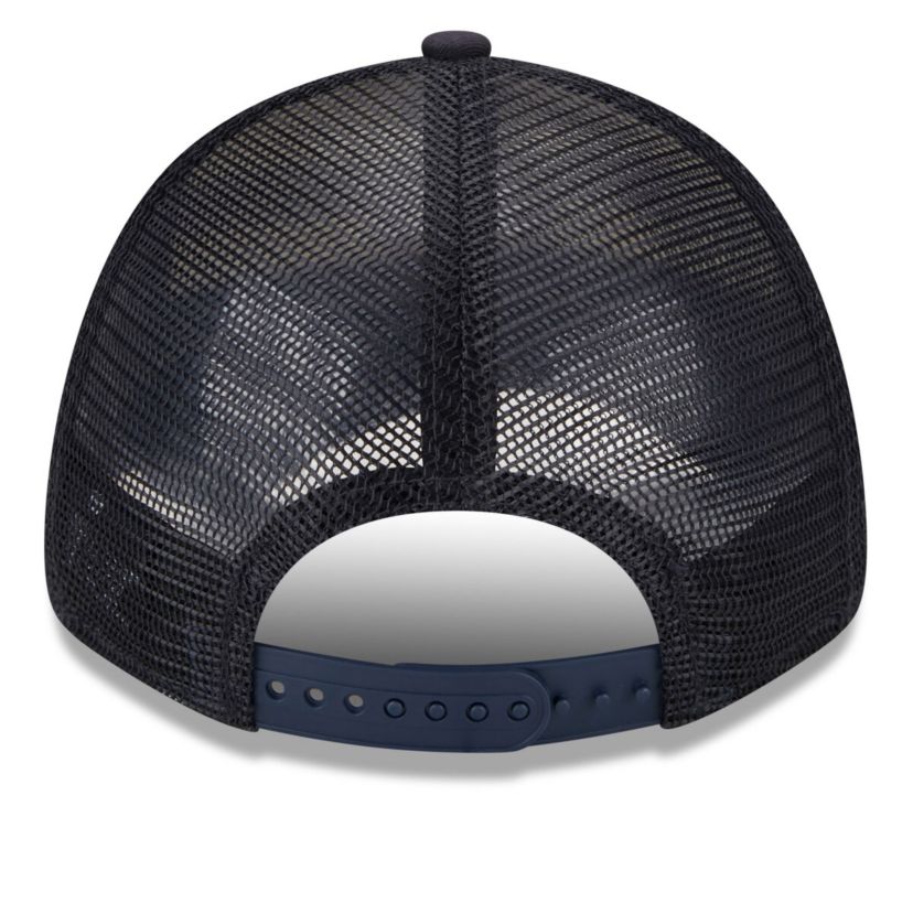 MLB White/Navy New York Yankees Team Stripe Trucker 9FORTY Snapback Hat