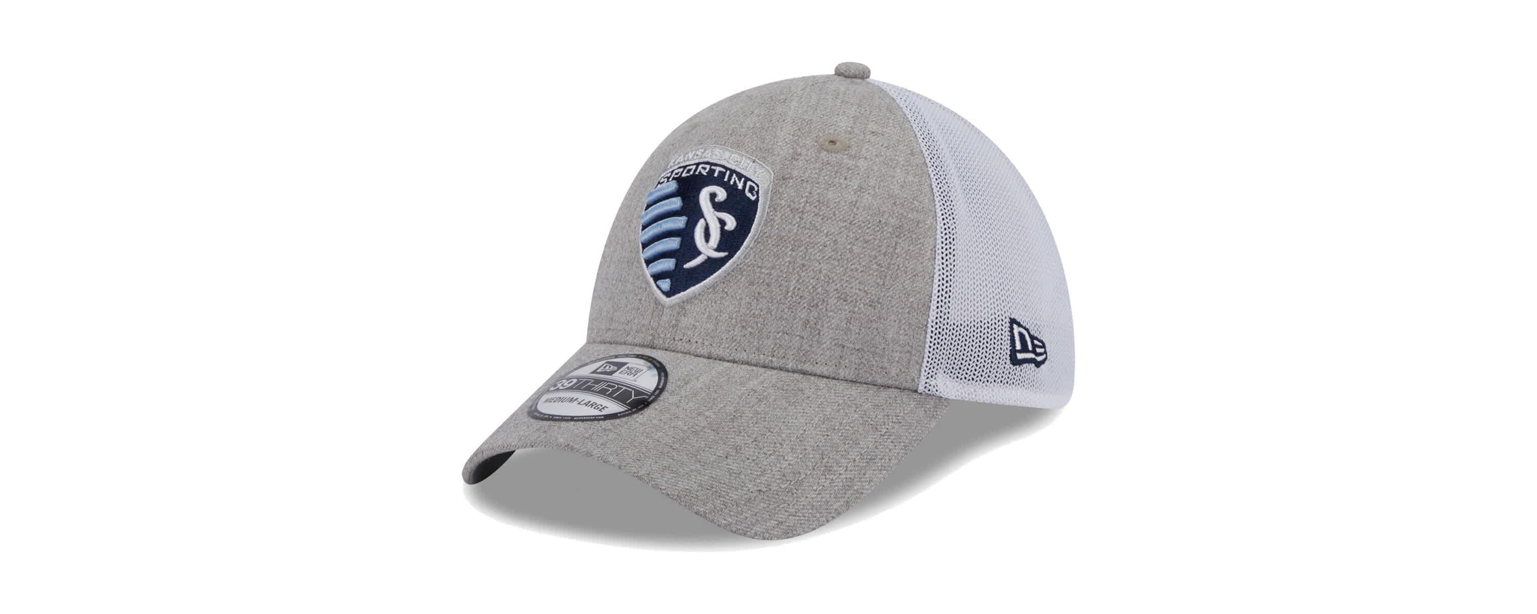 MLS Heather Gray/White Sporting Kansas City 39THIRTY Trucker Flex Hat