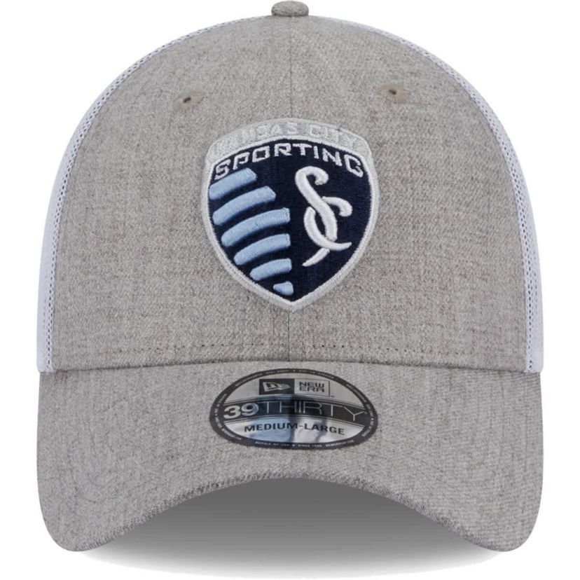MLS Heather Gray/White Sporting Kansas City 39THIRTY Trucker Flex Hat