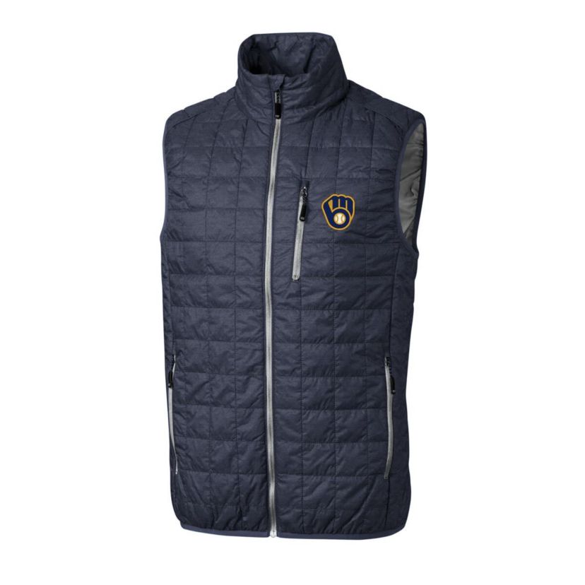 MLB Heathered Milwaukee Brewers Rainier Full-Zip Puffer Vest