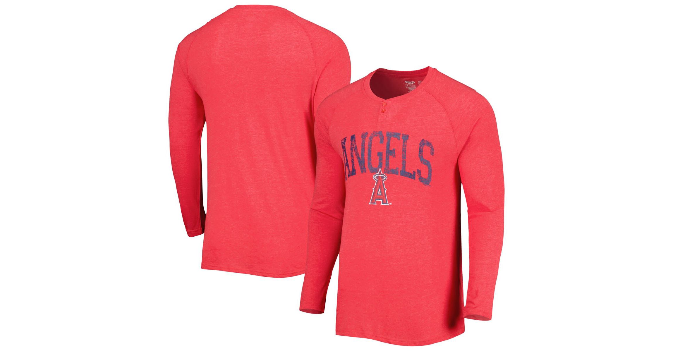 MLB Los Angeles Angels Inertia Raglan Long Sleeve Henley Top