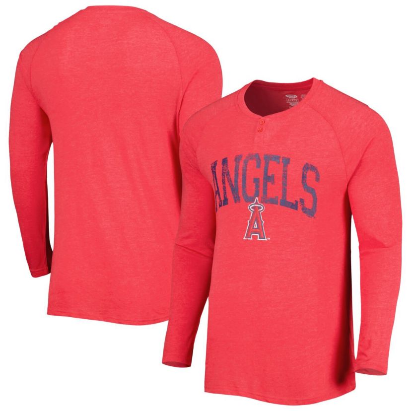 MLB Los Angeles Angels Inertia Raglan Long Sleeve Henley Top