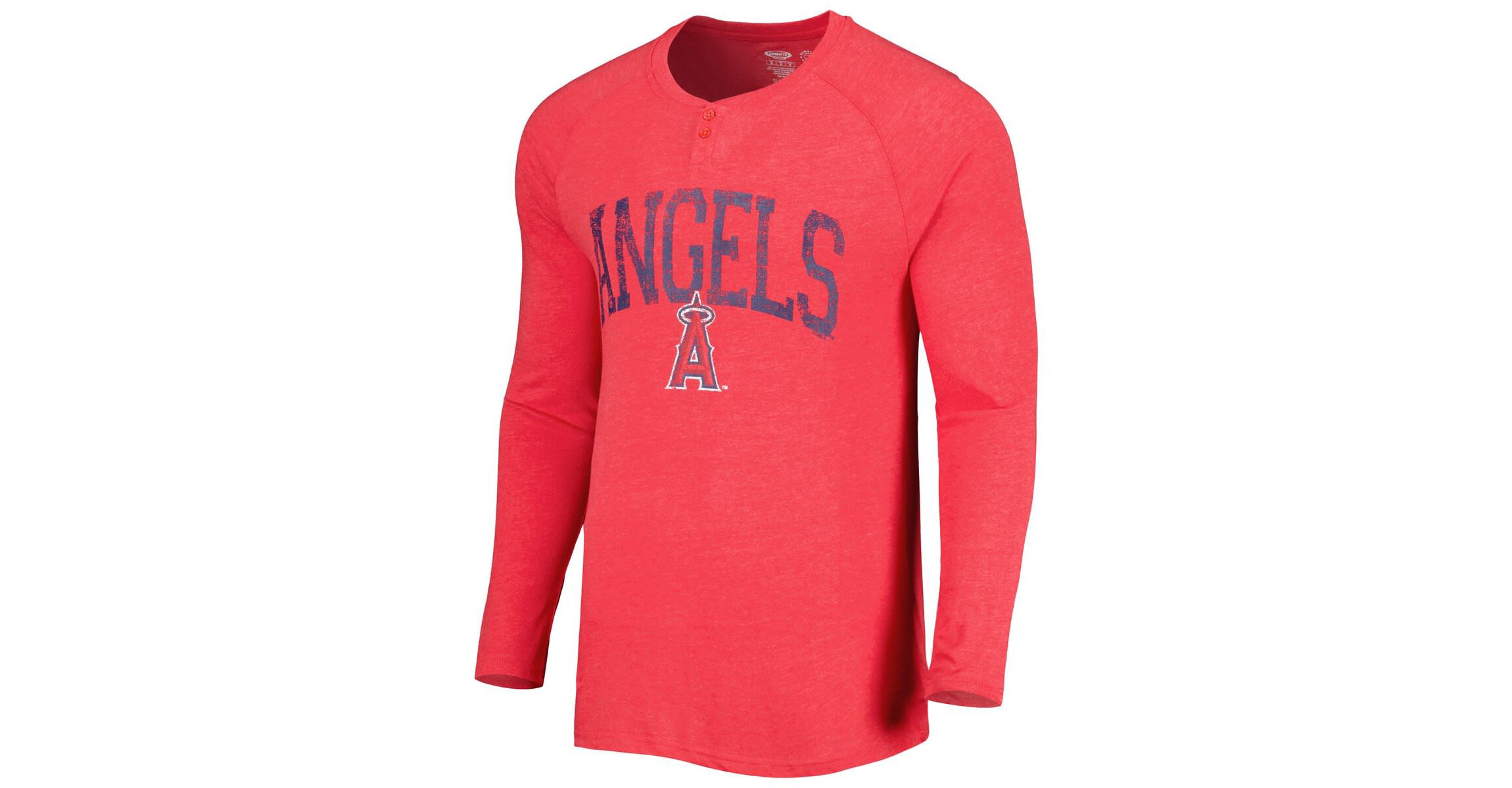MLB Los Angeles Angels Inertia Raglan Long Sleeve Henley Top
