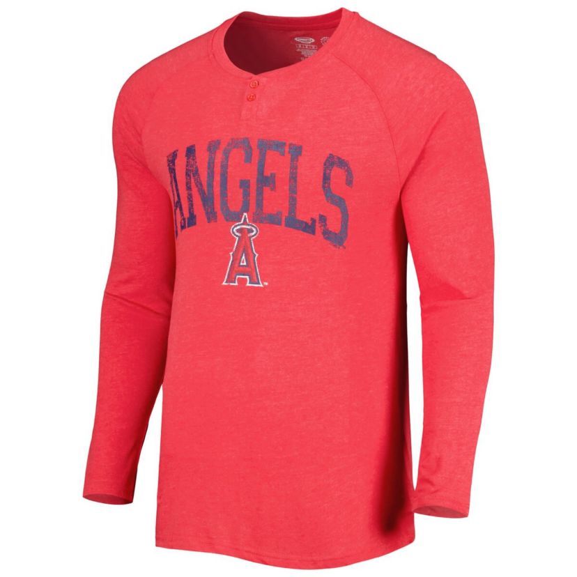 MLB Los Angeles Angels Inertia Raglan Long Sleeve Henley Top