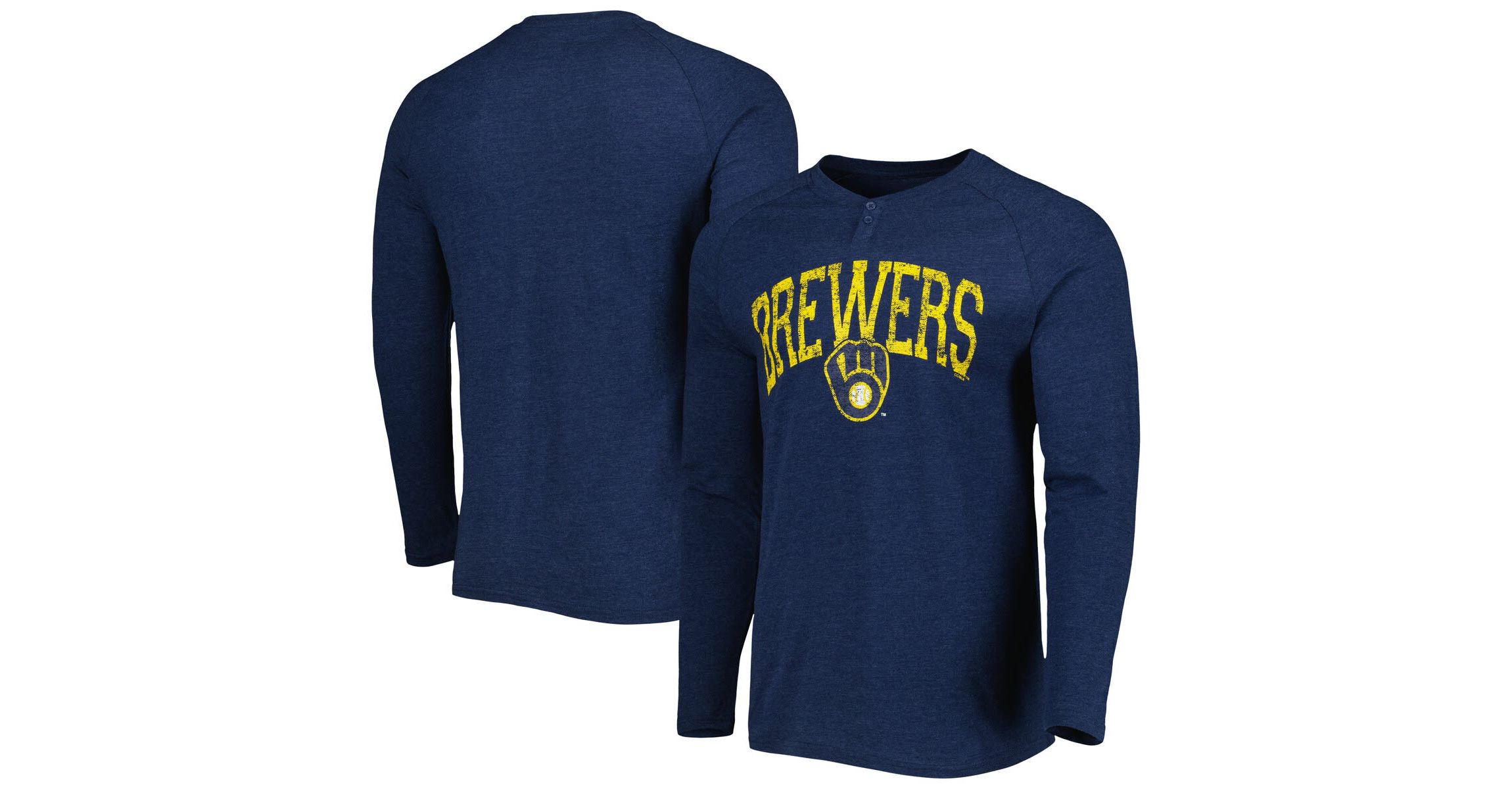 MLB Milwaukee Brewers Inertia Raglan Long Sleeve Henley Top