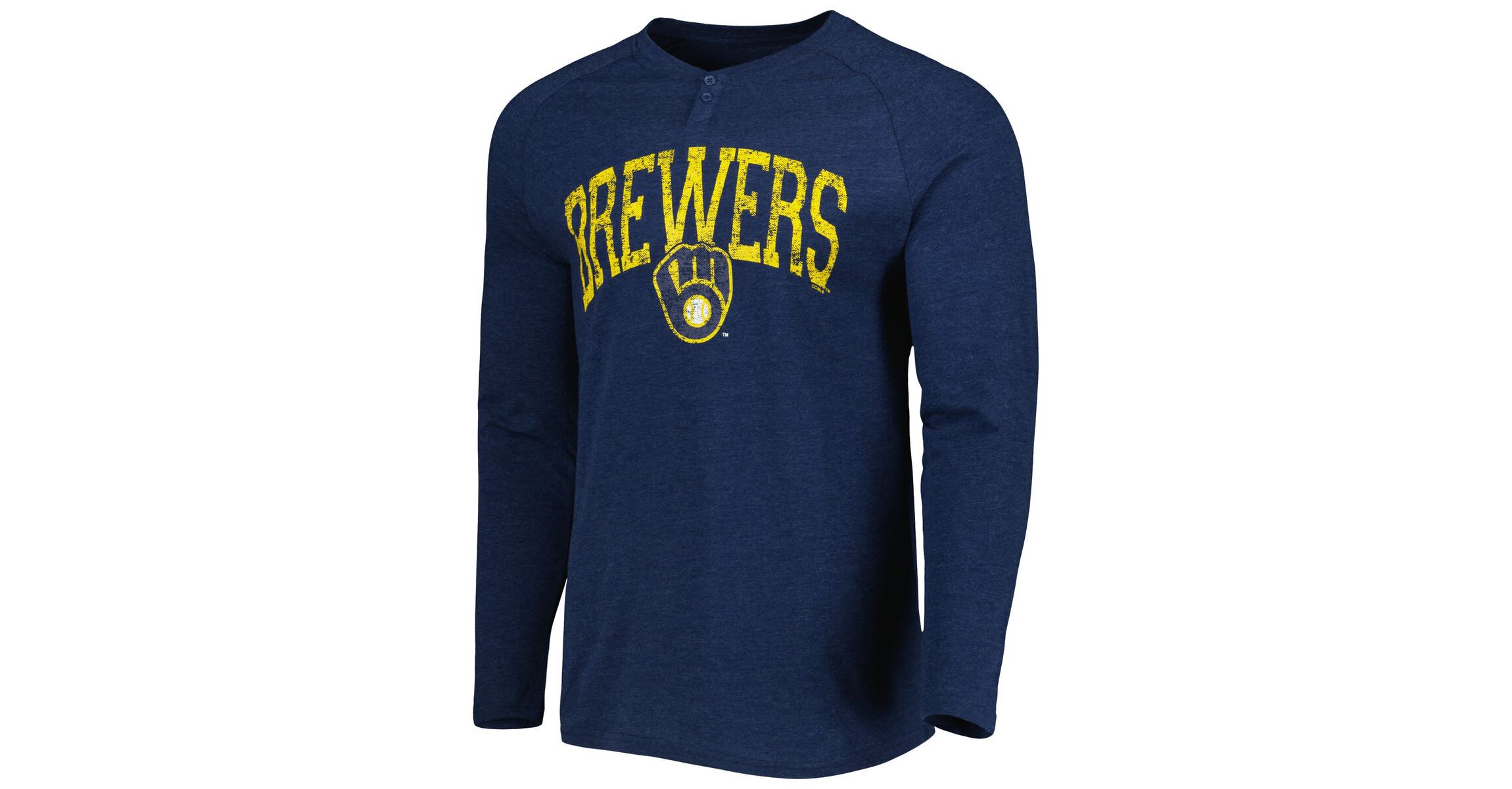 MLB Milwaukee Brewers Inertia Raglan Long Sleeve Henley Top