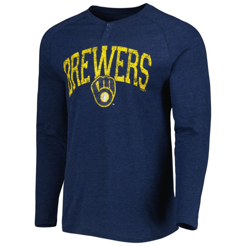 MLB Milwaukee Brewers Inertia Raglan Long Sleeve Henley Top