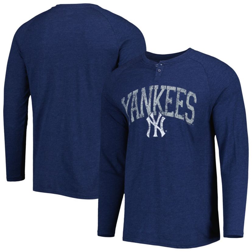 MLB New York Yankees Inertia Raglan Long Sleeve Henley Top