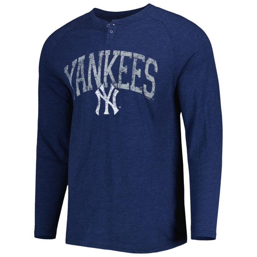 MLB New York Yankees Inertia Raglan Long Sleeve Henley Top