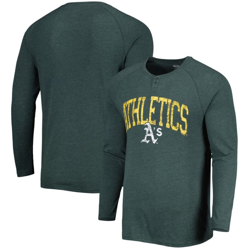 Cooperstown Teams Athletics Inertia Raglan Long Sleeve Henley Top