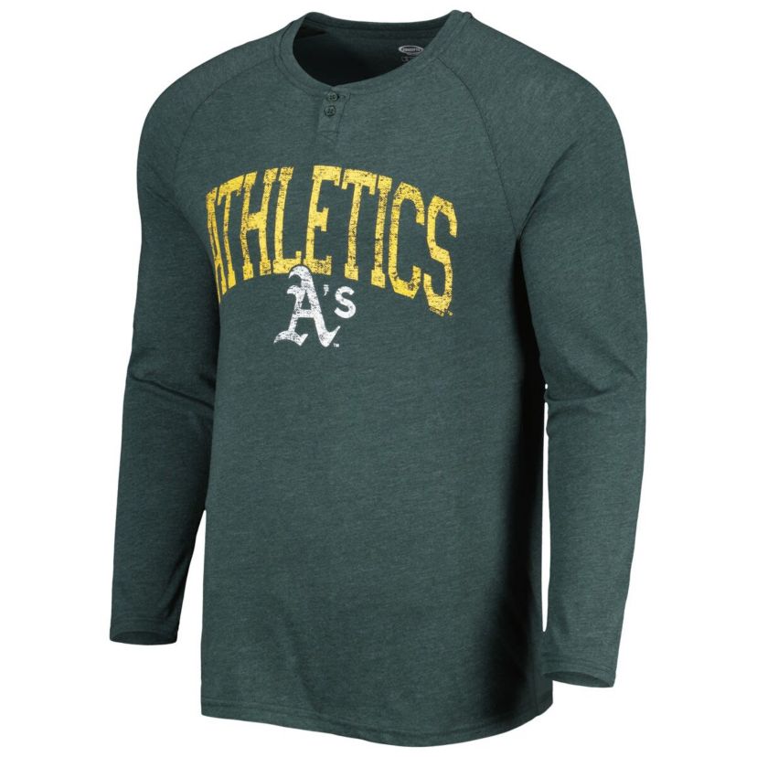 Cooperstown Teams Athletics Inertia Raglan Long Sleeve Henley Top