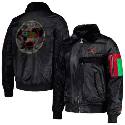 Starter Men's MLB x Ty Mopkins Houston Astros History Month Satin Full-Zip Jacket, Black, Large