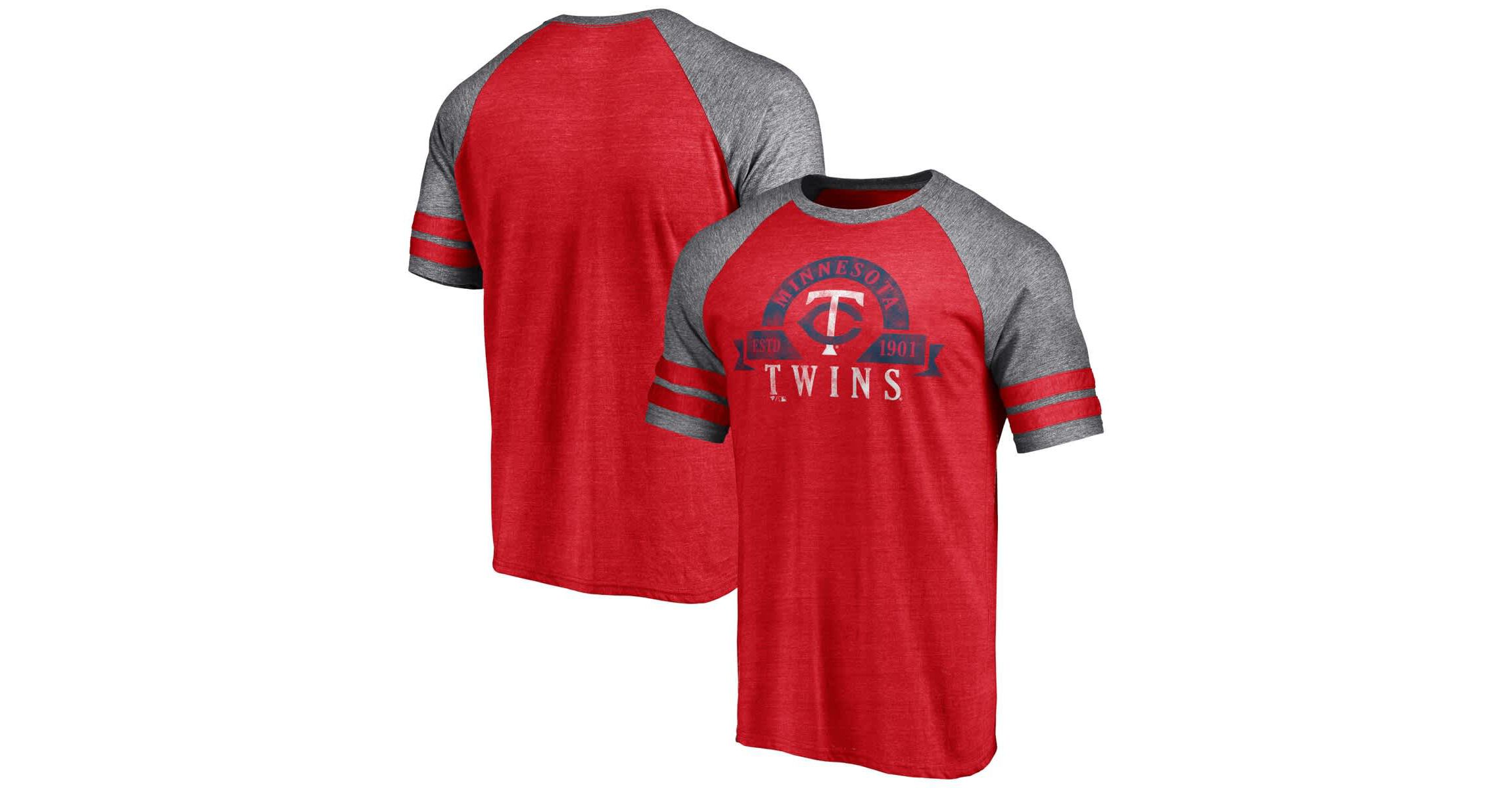 MLB Fanatics Minnesota Twins Utility Two-Stripe Raglan Tri-Blend T-Shirt
