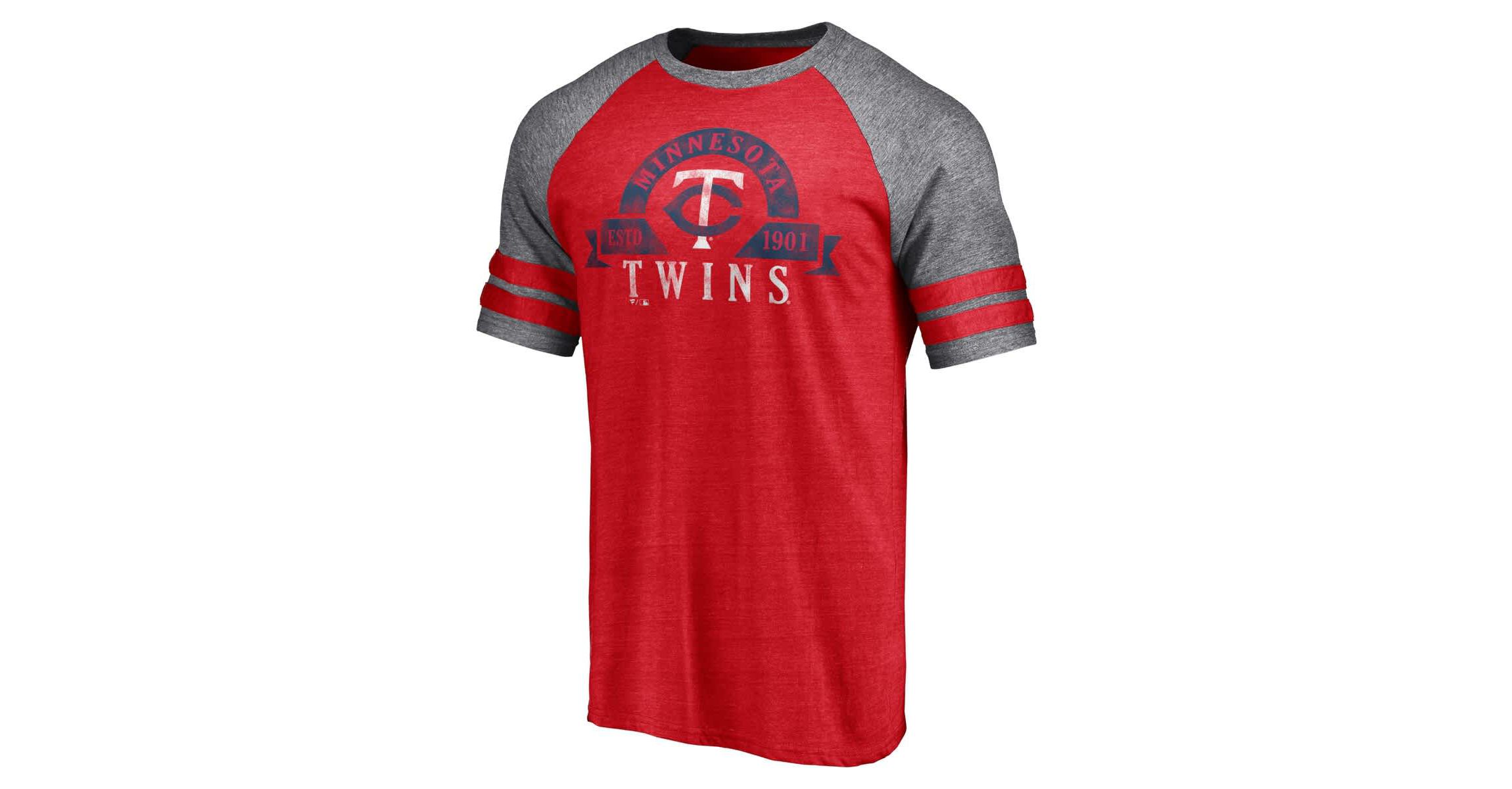MLB Fanatics Minnesota Twins Utility Two-Stripe Raglan Tri-Blend T-Shirt