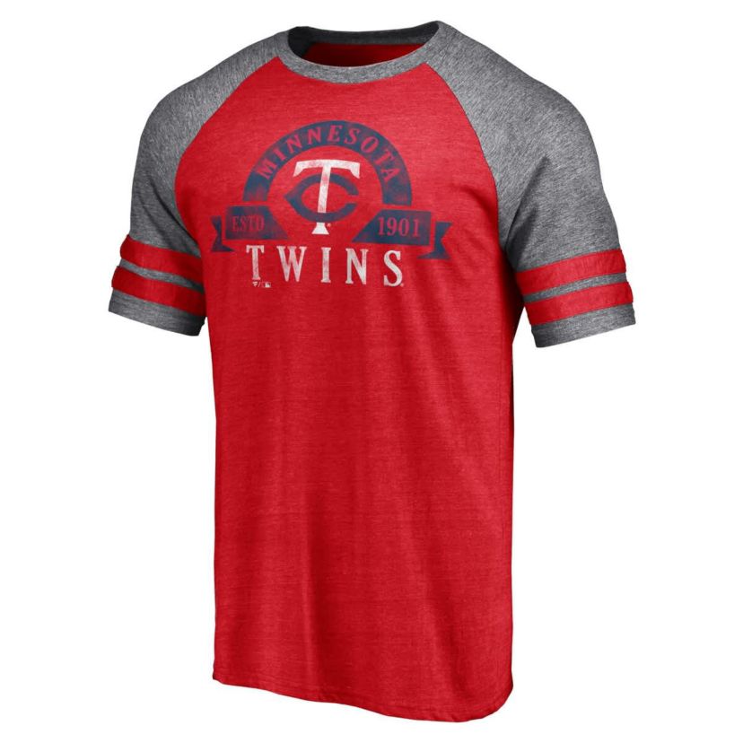 MLB Fanatics Minnesota Twins Utility Two-Stripe Raglan Tri-Blend T-Shirt