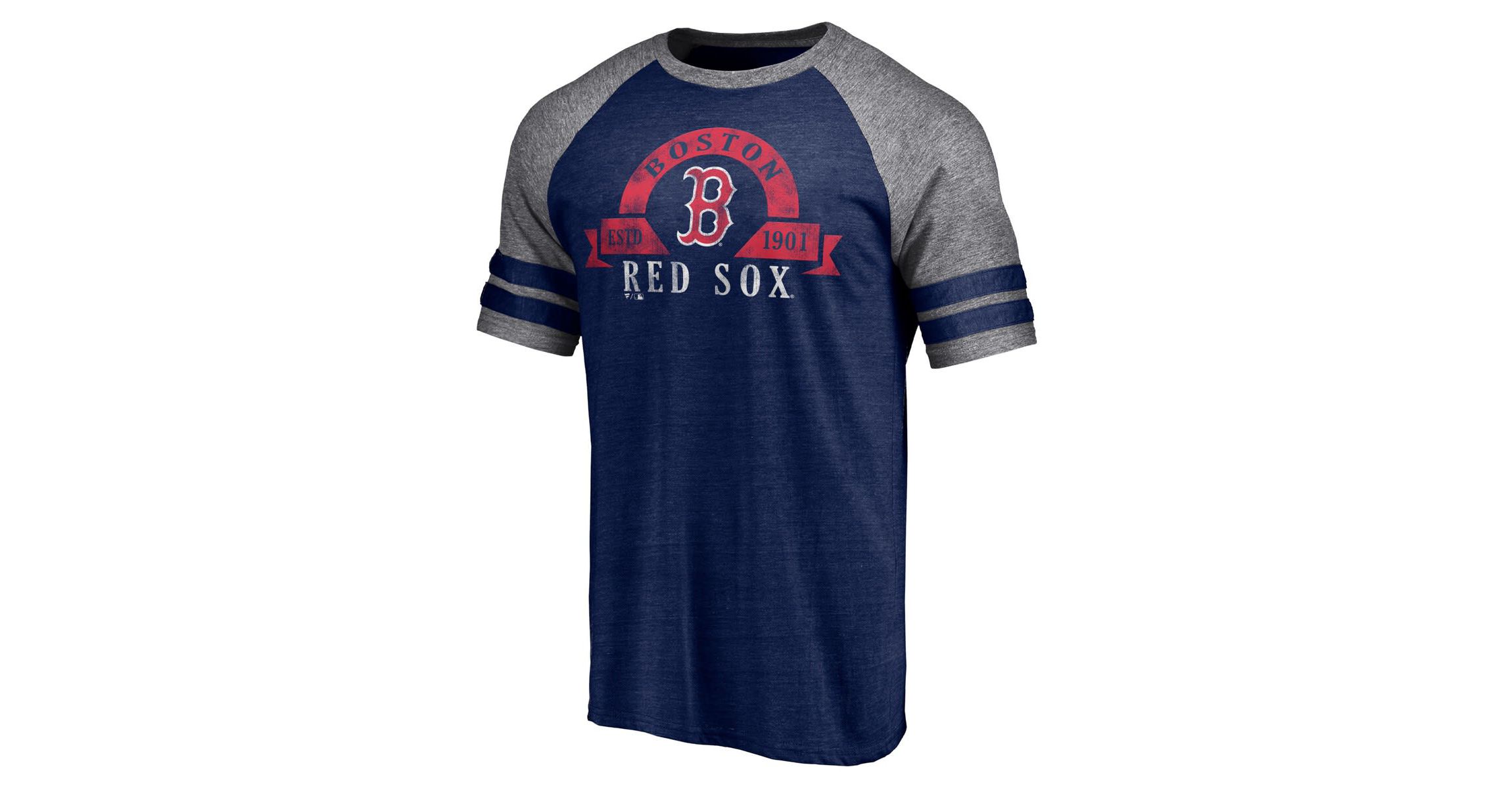 Boston Red Sox MLB Fanatics Boston Sox Utility Two-Stripe Raglan Tri-Blend T-Shirt