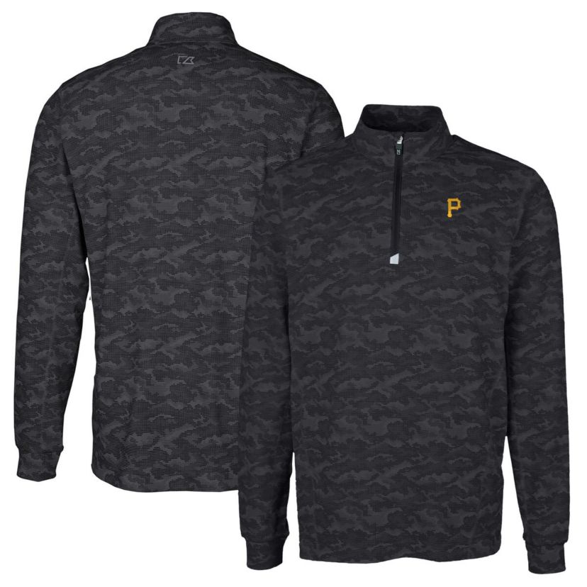 MLB Pittsburgh Pirates Big & Tall Traverse Print Stretch Quarter-Zip Pullover Top