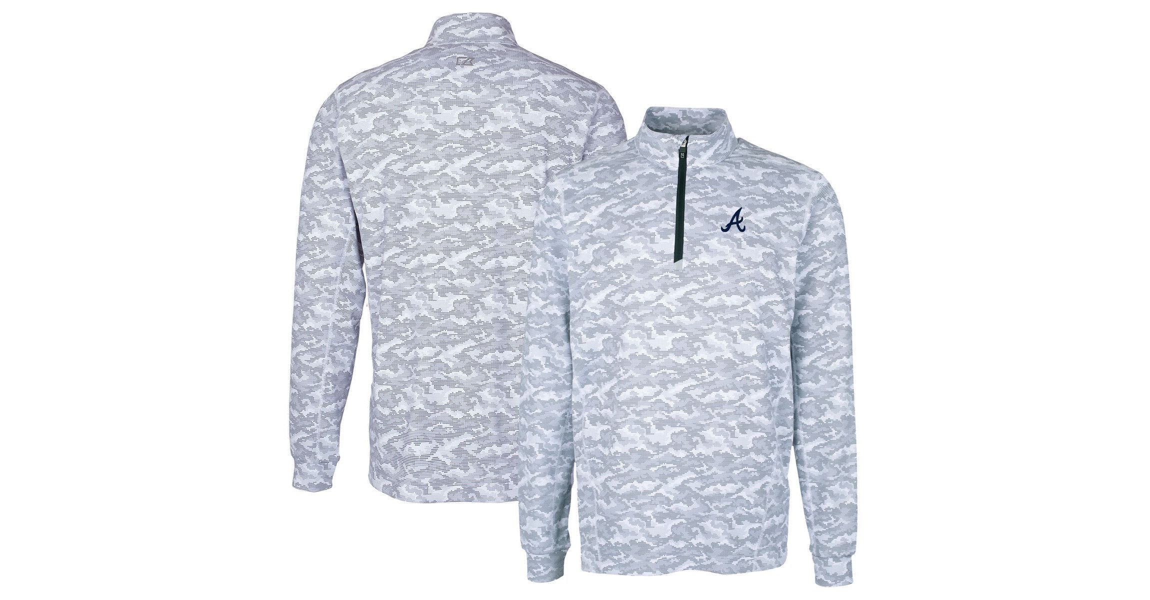 MLB Atlanta Braves Big & Tall Traverse Print Stretch Quarter-Zip Pullover Top