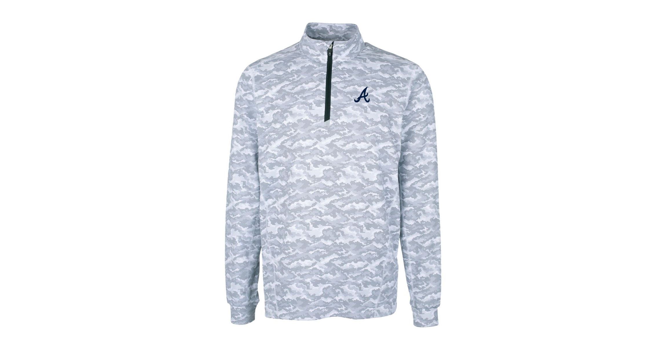 MLB Atlanta Braves Big & Tall Traverse Print Stretch Quarter-Zip Pullover Top