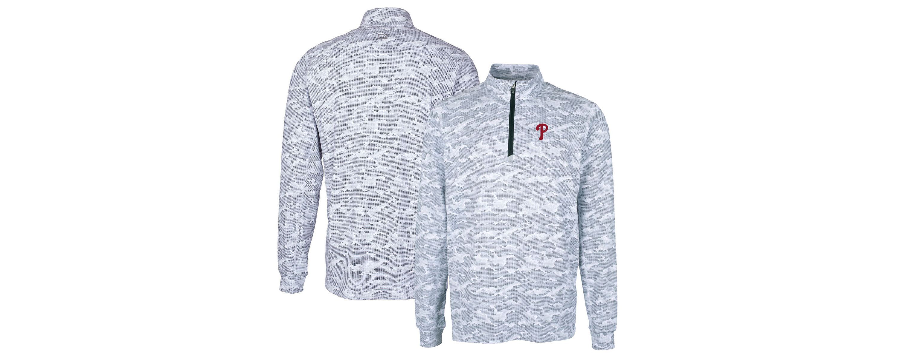 MLB Philadelphia Phillies Big & Tall Traverse Print Stretch Quarter-Zip Pullover Top