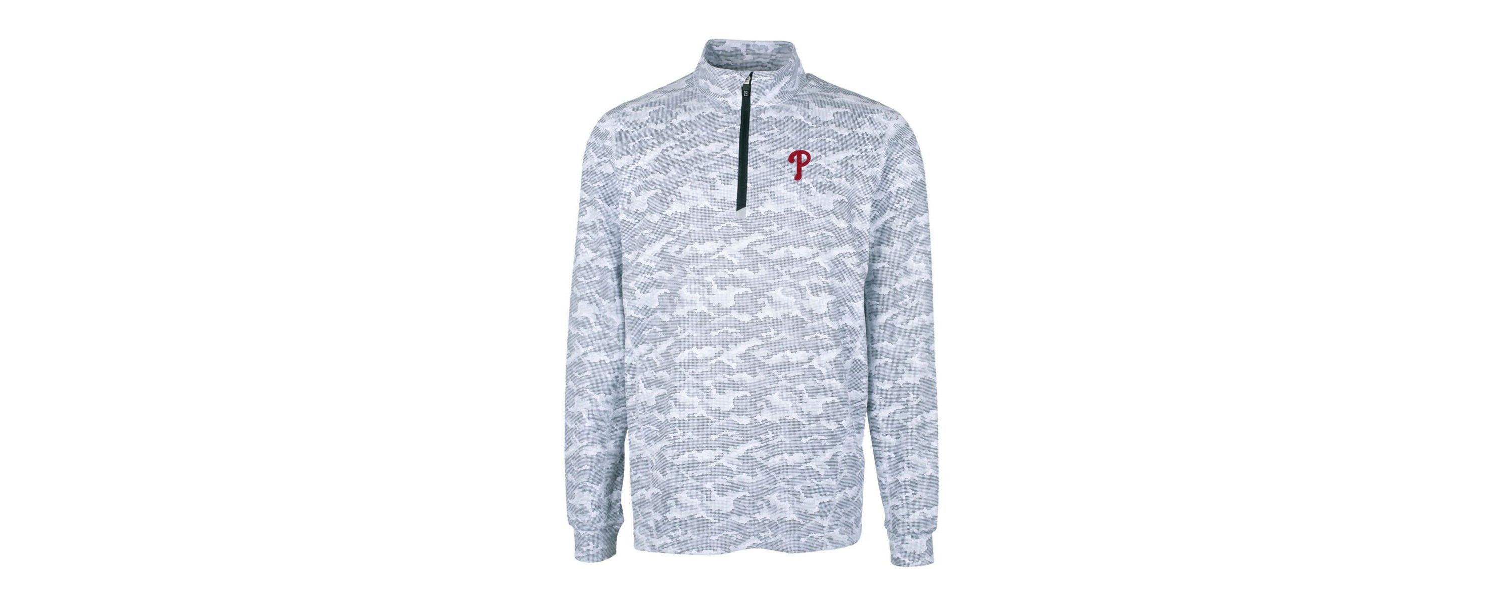 MLB Philadelphia Phillies Big & Tall Traverse Print Stretch Quarter-Zip Pullover Top