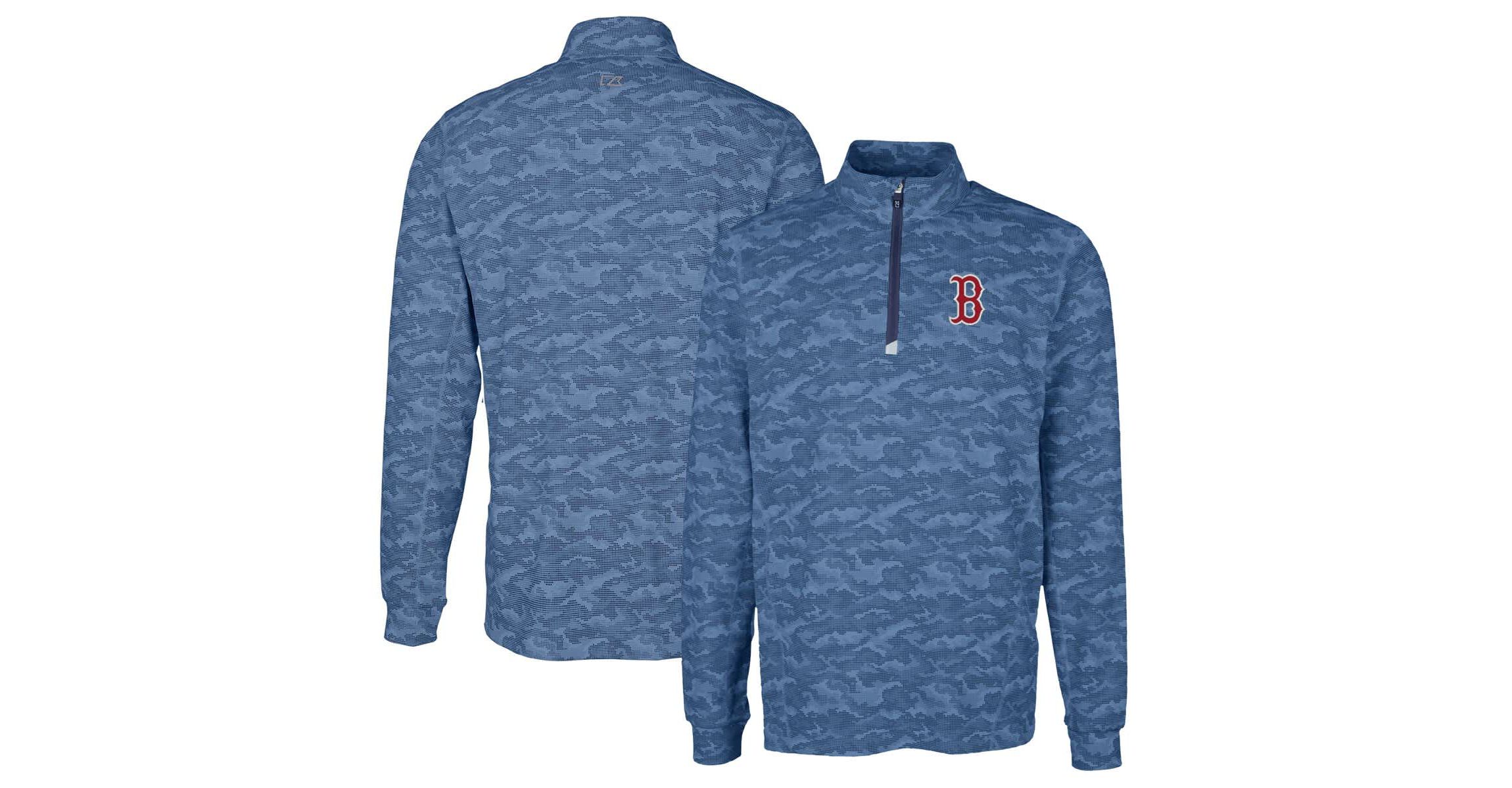 Boston Red Sox MLB Boston Sox Big & Tall Traverse Print Stretch Quarter-Zip Pullover Top