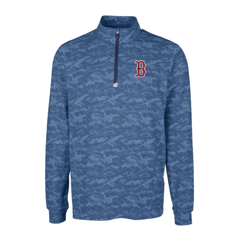 Boston Red Sox MLB Boston Sox Big & Tall Traverse Print Stretch Quarter-Zip Pullover Top