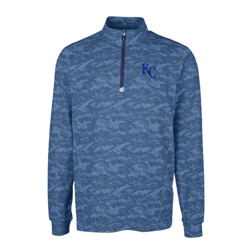 MLB Kansas City Royals Big & Tall Traverse Print Stretch Quarter-Zip Pullover Top