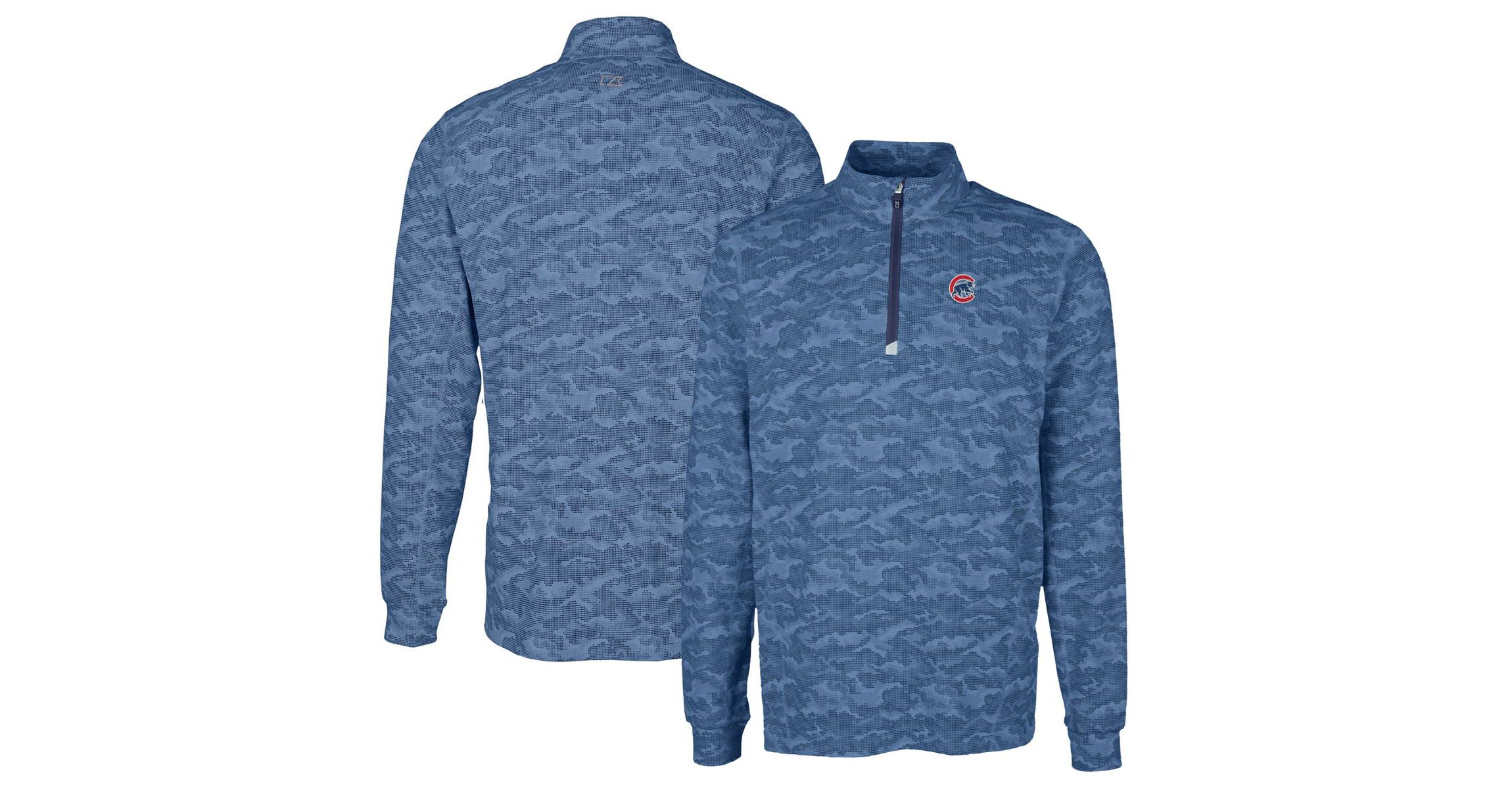MLB Chicago Cubs Big & Tall Traverse Print Stretch Quarter-Zip Pullover Top