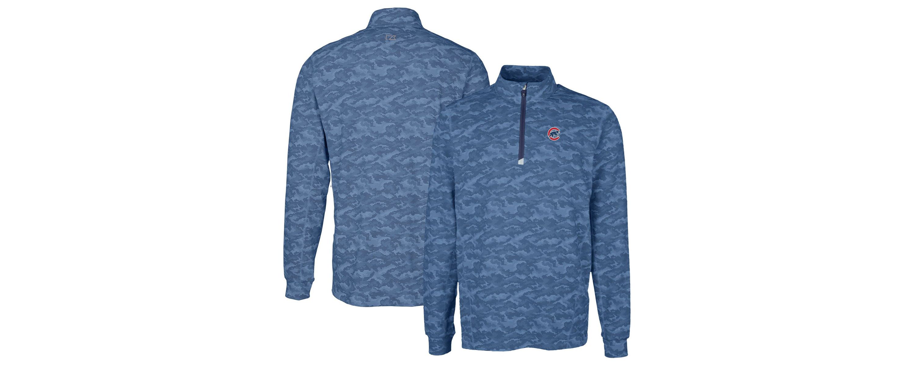 MLB Chicago Cubs Big & Tall Traverse Print Stretch Quarter-Zip Pullover Top