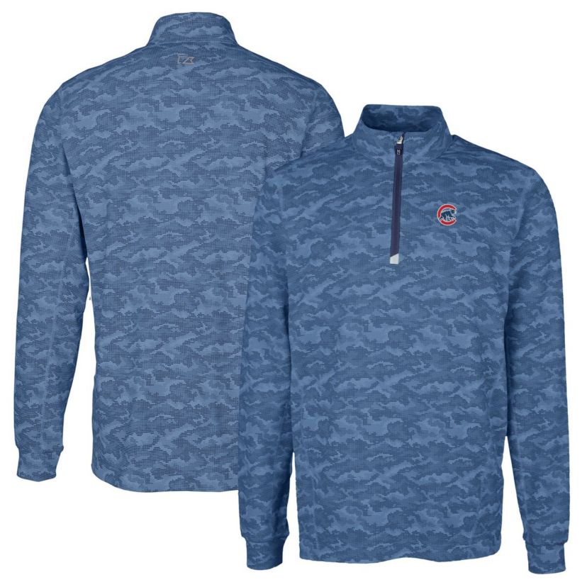 MLB Chicago Cubs Big & Tall Traverse Print Stretch Quarter-Zip Pullover Top