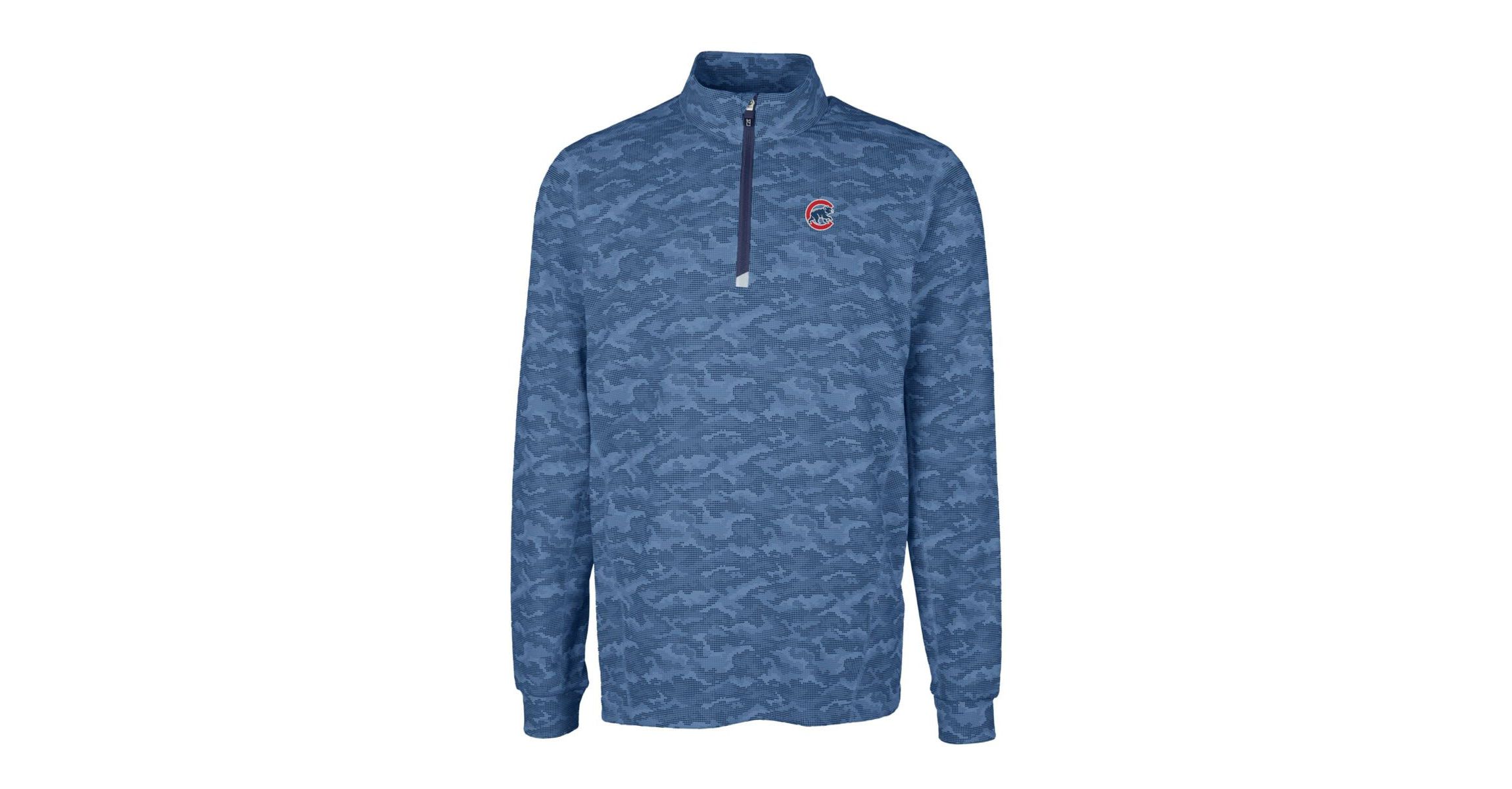 MLB Chicago Cubs Big & Tall Traverse Print Stretch Quarter-Zip Pullover Top