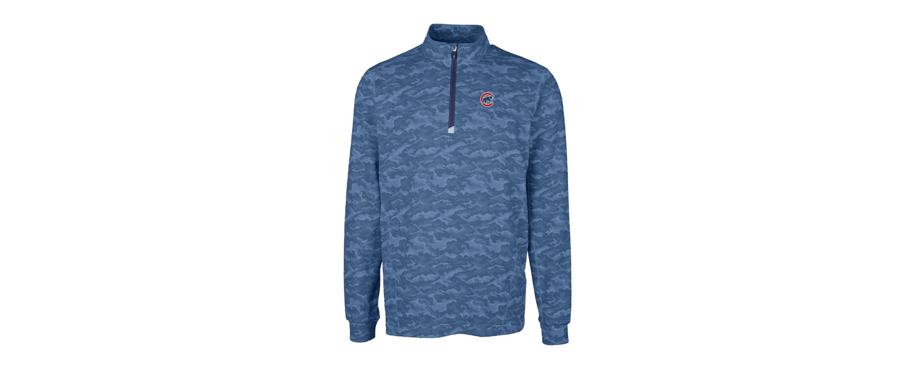 MLB Chicago Cubs Big & Tall Traverse Print Stretch Quarter-Zip Pullover Top