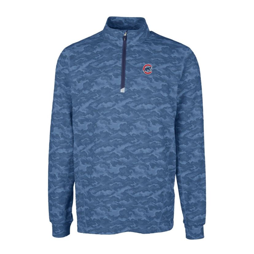 MLB Chicago Cubs Big & Tall Traverse Print Stretch Quarter-Zip Pullover Top