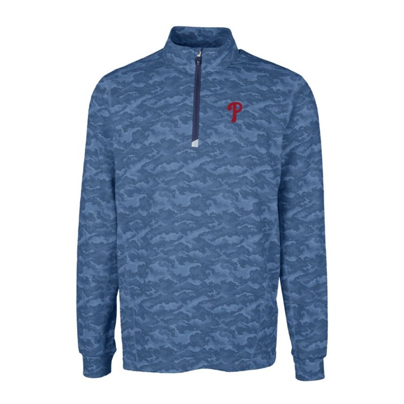 MLB Philadelphia Phillies Traverse Print Stretch Quarter-Zip Pullover Top