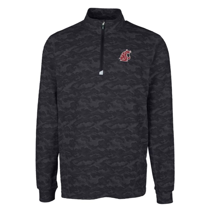 NCAA Washington State Cougars Big & Tall Traverse Print Stretch Quarter-Zip Pullover Top