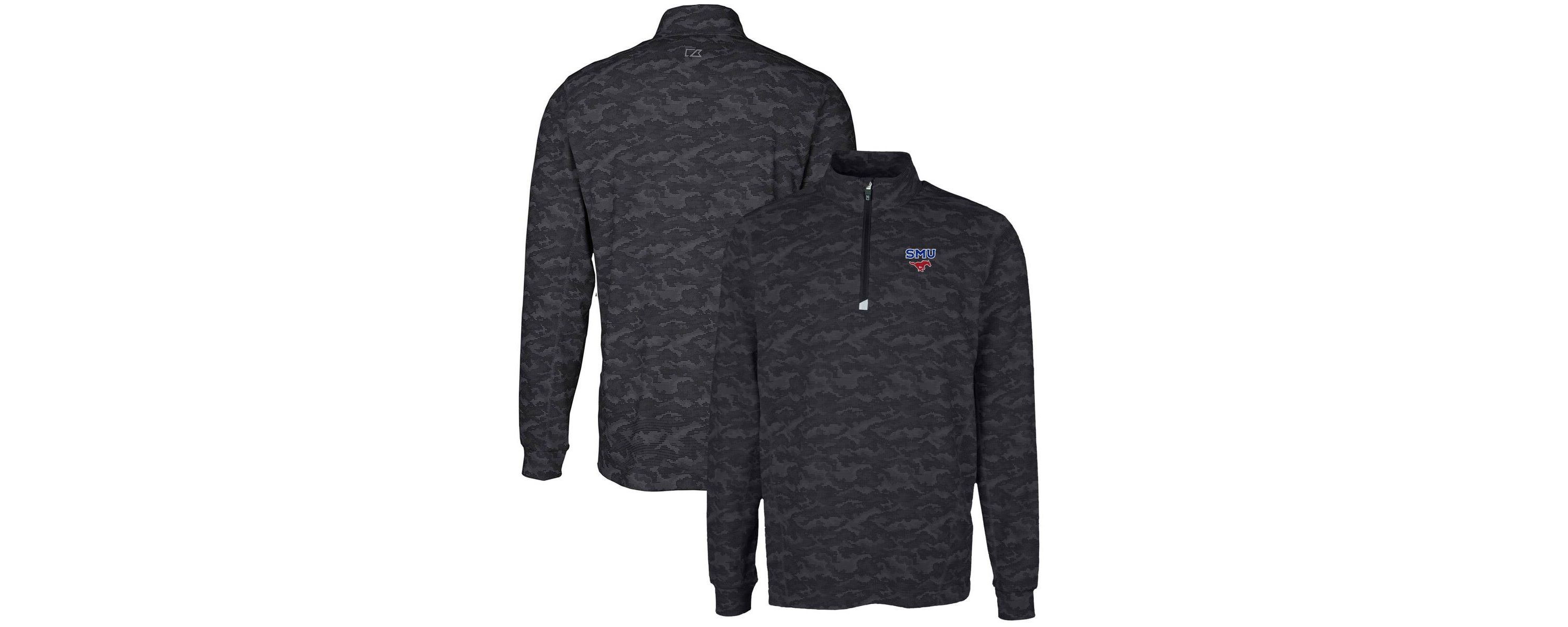NCAA SMU Mustangs Big & Tall Traverse Print Stretch Quarter-Zip Pullover Top