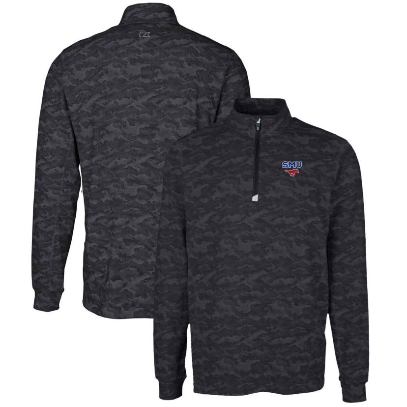 NCAA SMU Mustangs Big & Tall Traverse Print Stretch Quarter-Zip Pullover Top