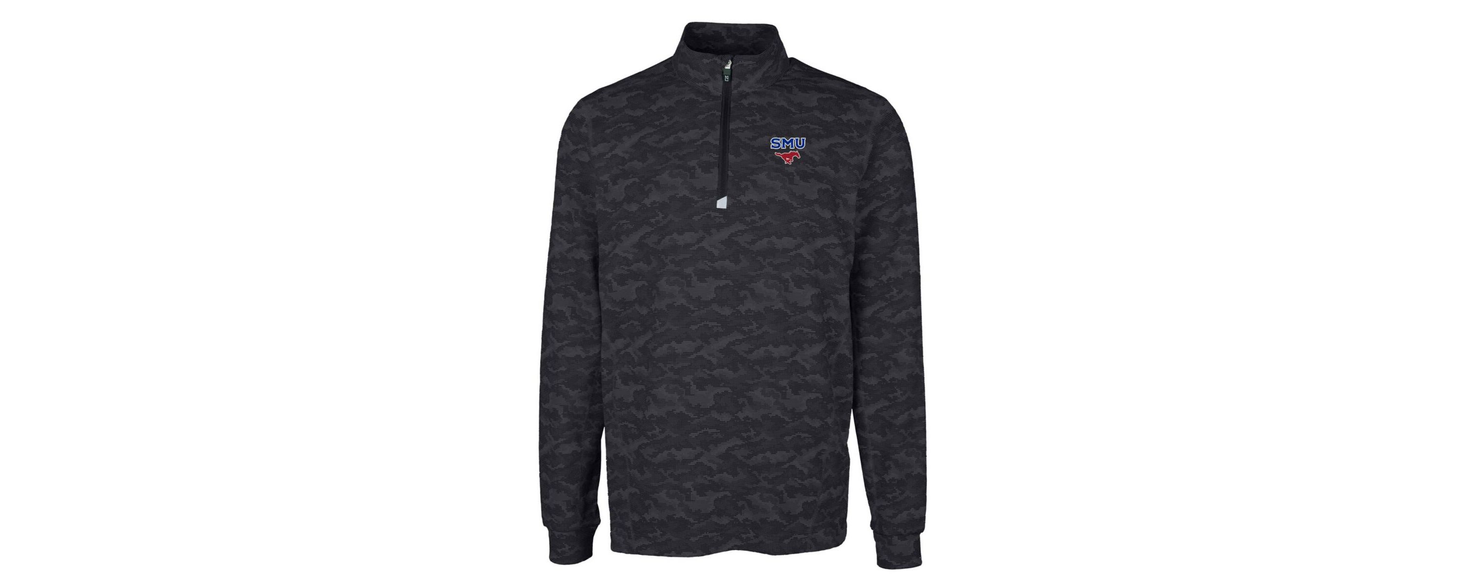 NCAA SMU Mustangs Big & Tall Traverse Print Stretch Quarter-Zip Pullover Top