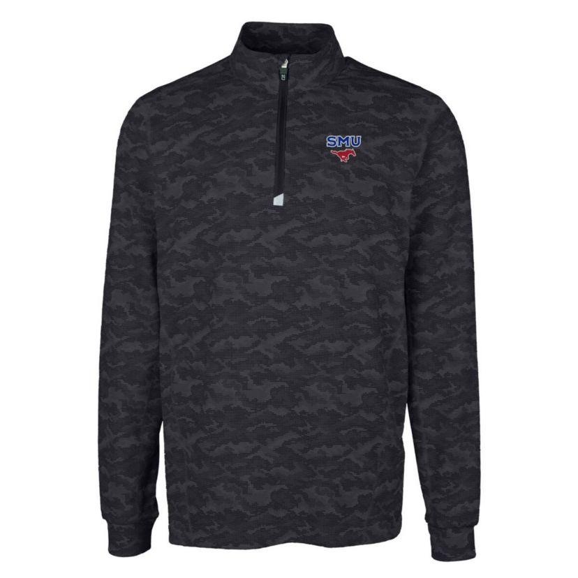 NCAA SMU Mustangs Big & Tall Traverse Print Stretch Quarter-Zip Pullover Top